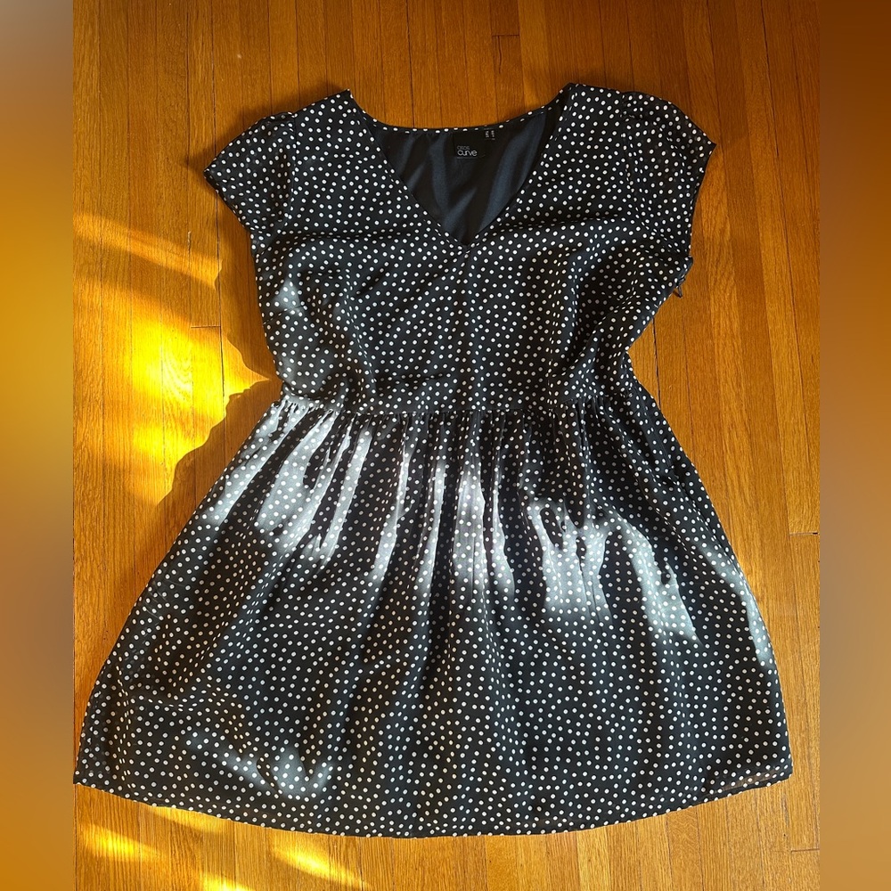ASOS Curve Twee Black & White Polka Dot Dress, Size 18, NWOT